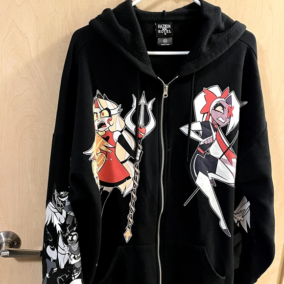 Hazbin Hotel Zip Up Hoodie From Hot Topic - Picture 3 of 4